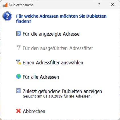 Dialog Dublettensuche