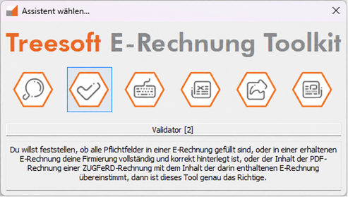 The wizard selection dialog, with the square icon for the validator selected.